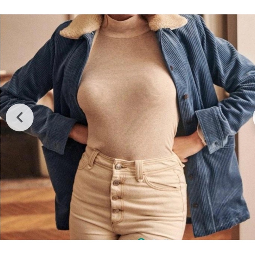 RARE Sezane blue corduroy Will jacket in vintage blue with removable sherpa